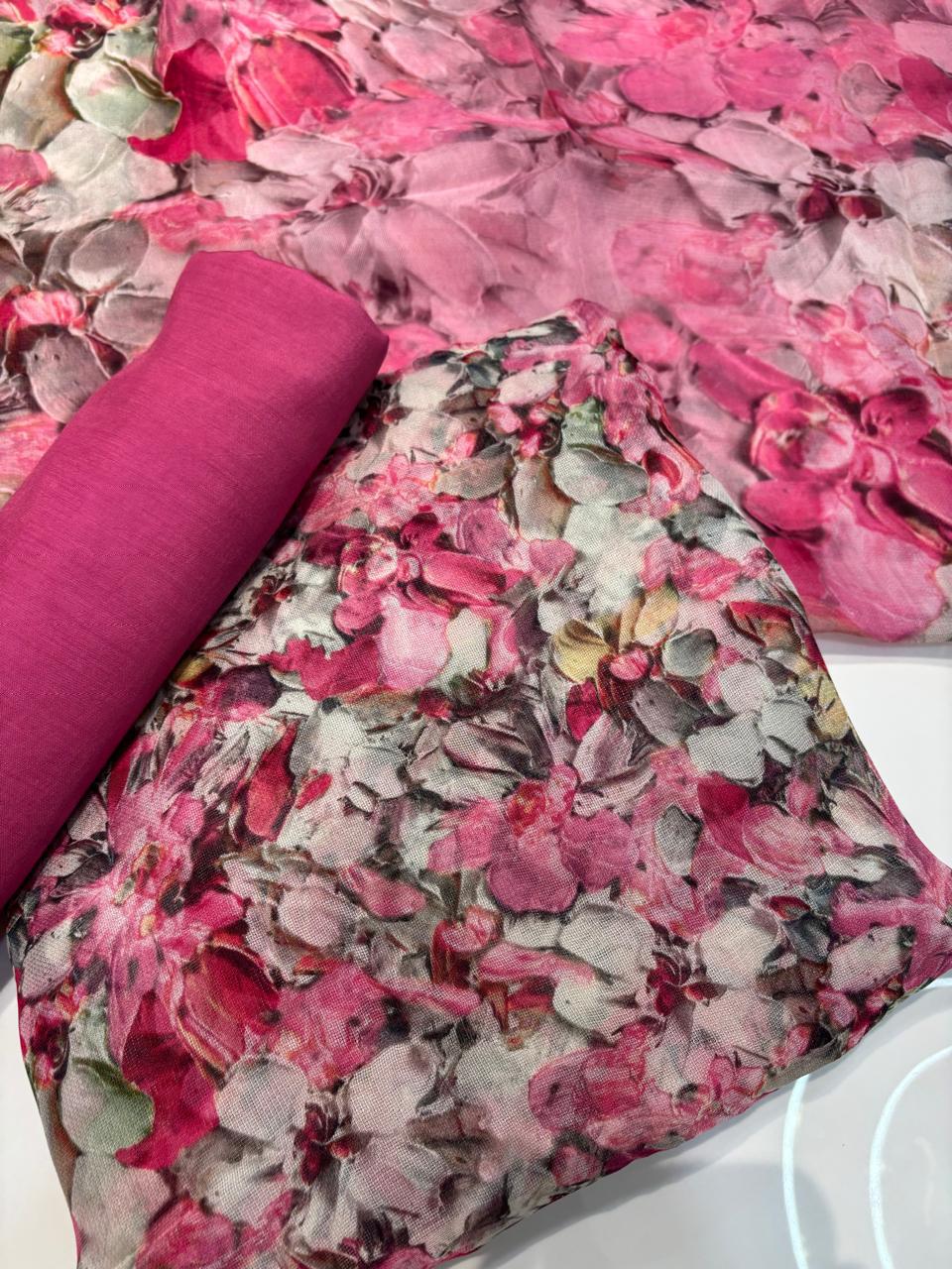 Punjabi Suit (Pure Burberry Tissue Digital Prints )