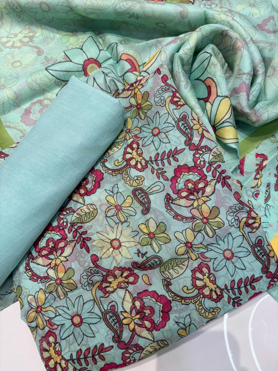 Punjabi Suit (Pure Burberry Tissue Digital Prints )