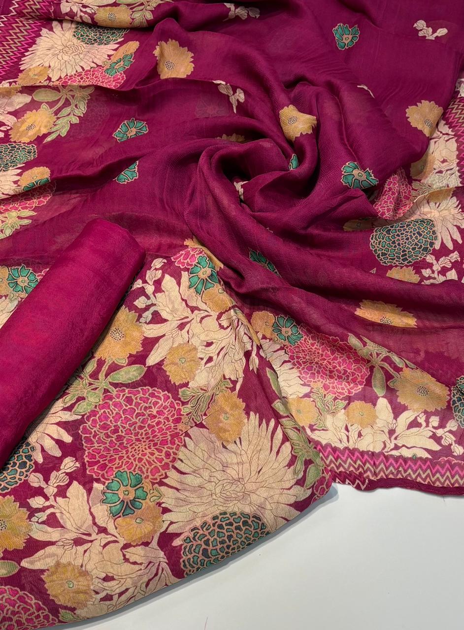 Punjabi Suit (Pure Burberry Tissue Digital Prints )