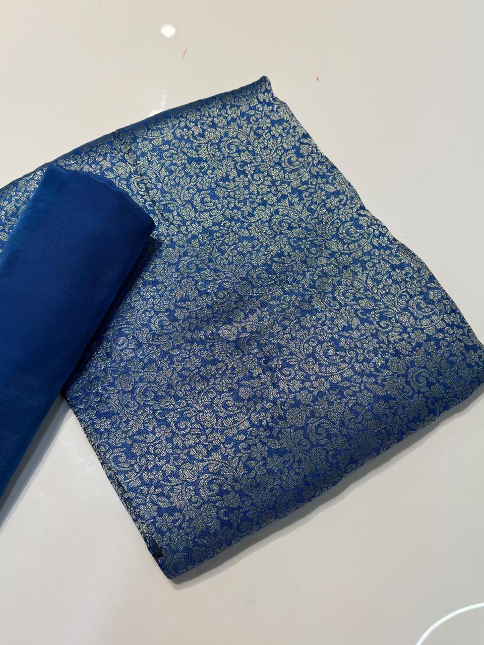 Pure Broket Khin Khab Concept Matching With Pure Crape Silk