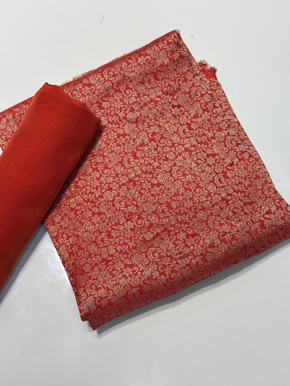 Pure Broket Khin Khab Concept Matching With Pure Crape Silk