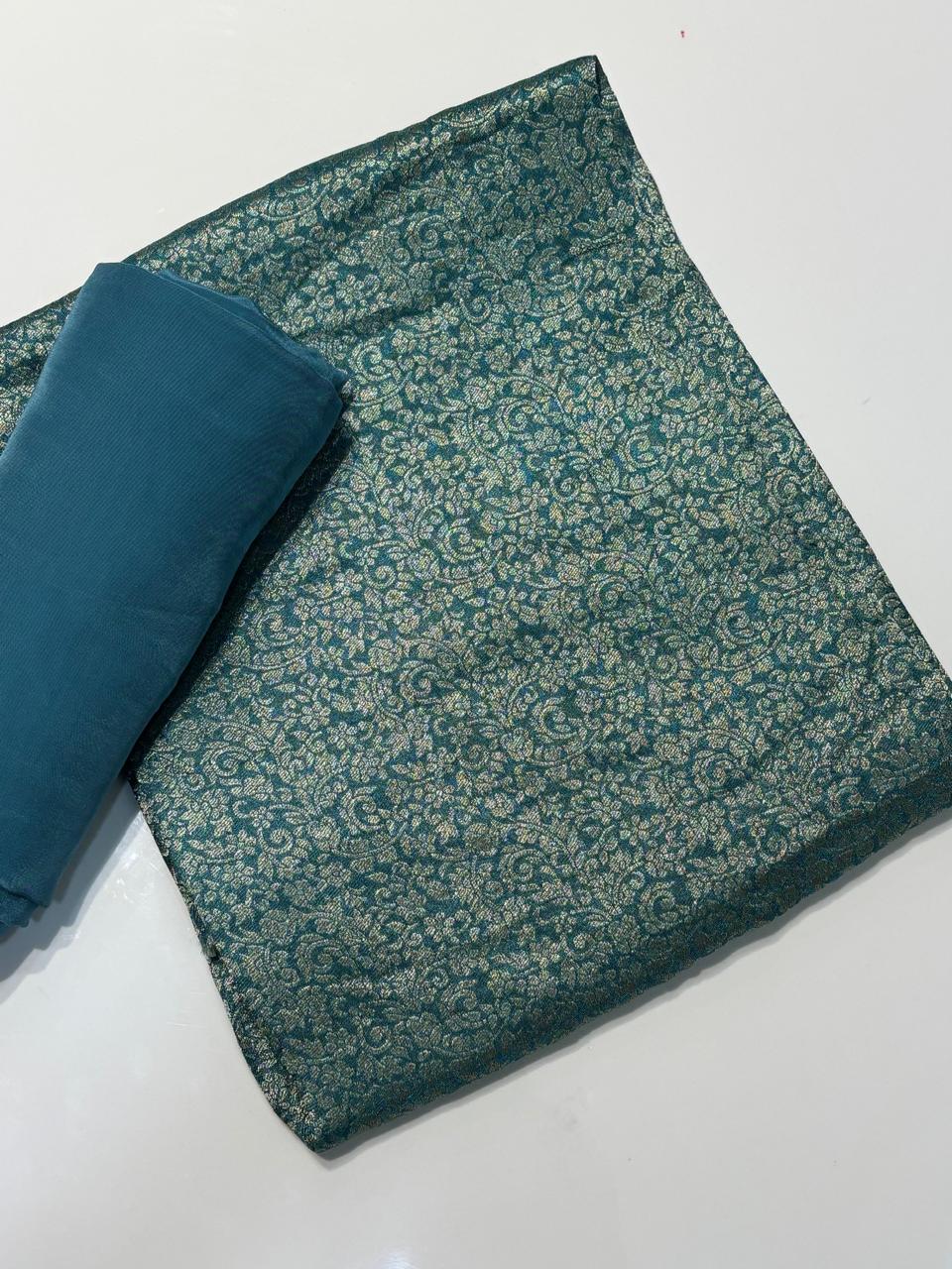 Pure Broket Khin Khab Concept Matching With Pure Crape Silk