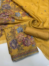 Punjabi suit ( Pure Mal Chanderi Collection With Pinch Of Hand Embrodiery - Very Sleek Designing )
