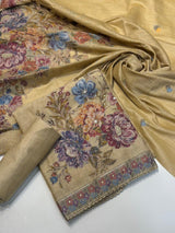 Punjabi suit ( Pure Mal Chanderi Collection With Pinch Of Hand Embrodiery - Very Sleek Designing )