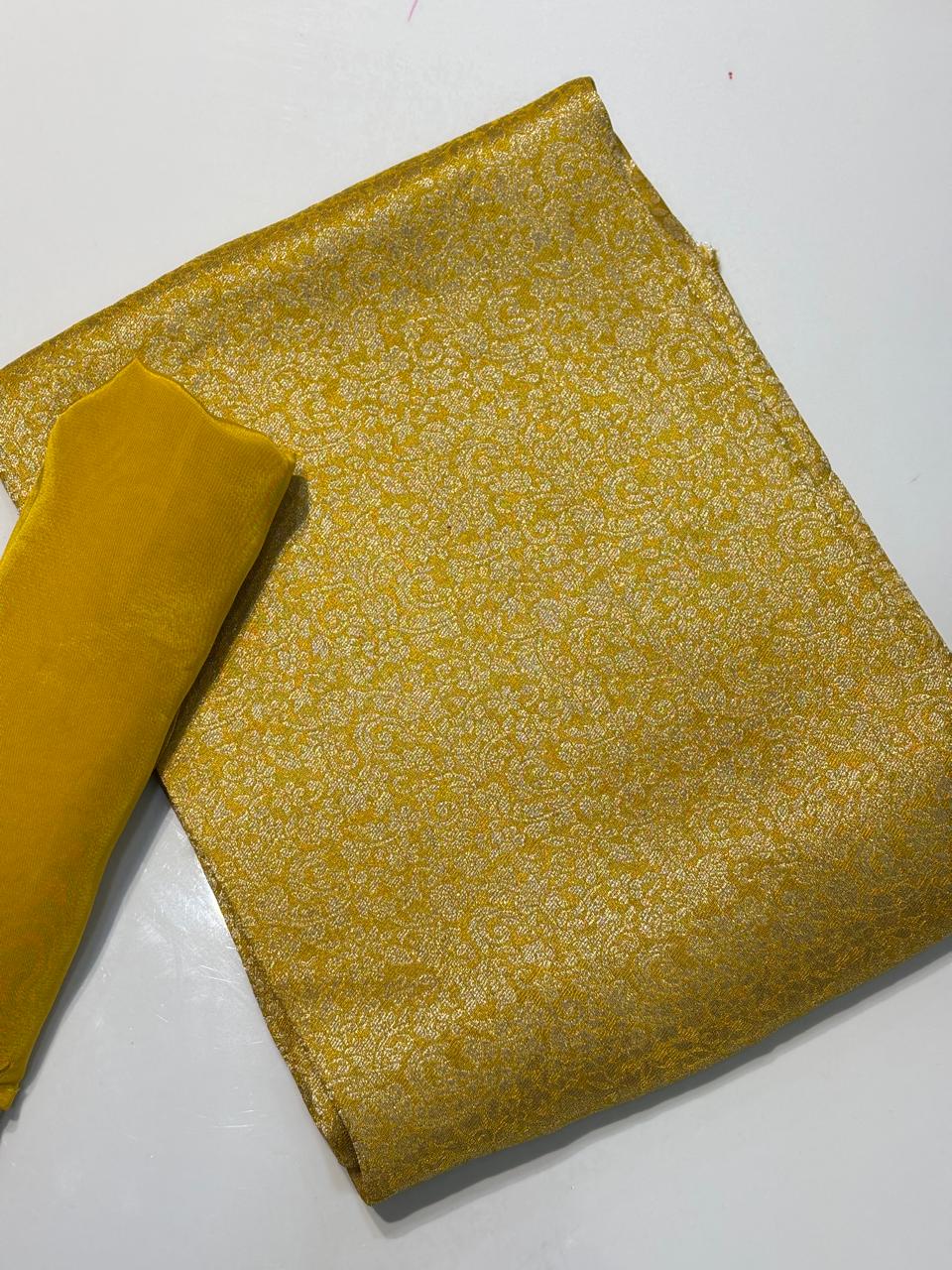 Pure Broket Khin Khab Concept Matching With Pure Crape Silk